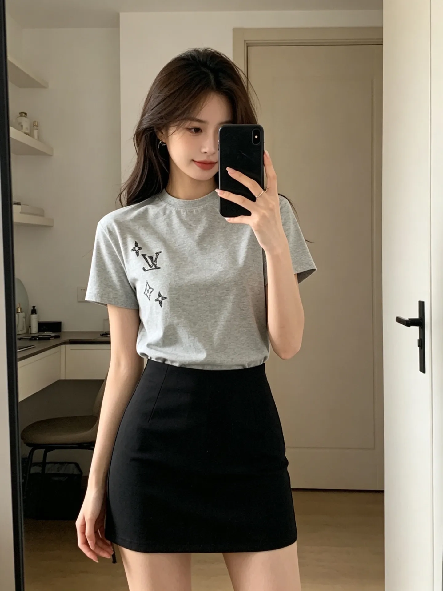 Louis Vuitton/Louis Vuitton presbyopia logo embroidered short sleeves